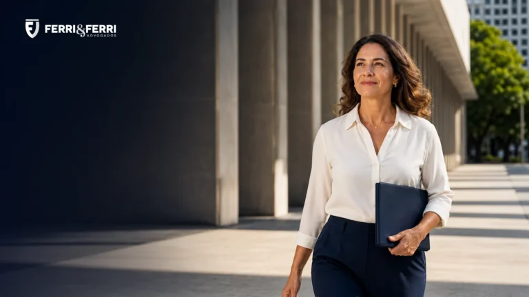 Mulher caminhando com pasta, representando a manutenção da qualidade de segurado do INSS