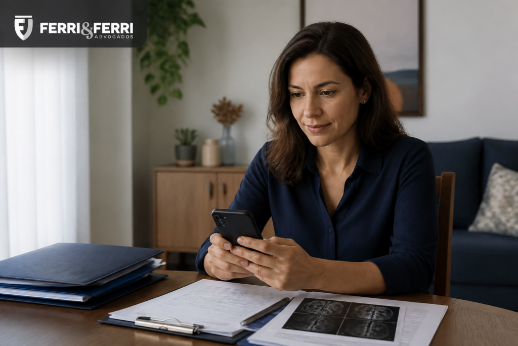 Pessoa consultando pelo celular o andamento de pedido de benefício por incapacidade no Meu INSS