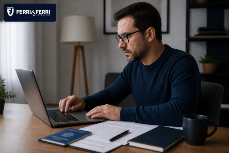 Pessoa consultando o extrato CNIS pelo Meu INSS com documentos previdenciários